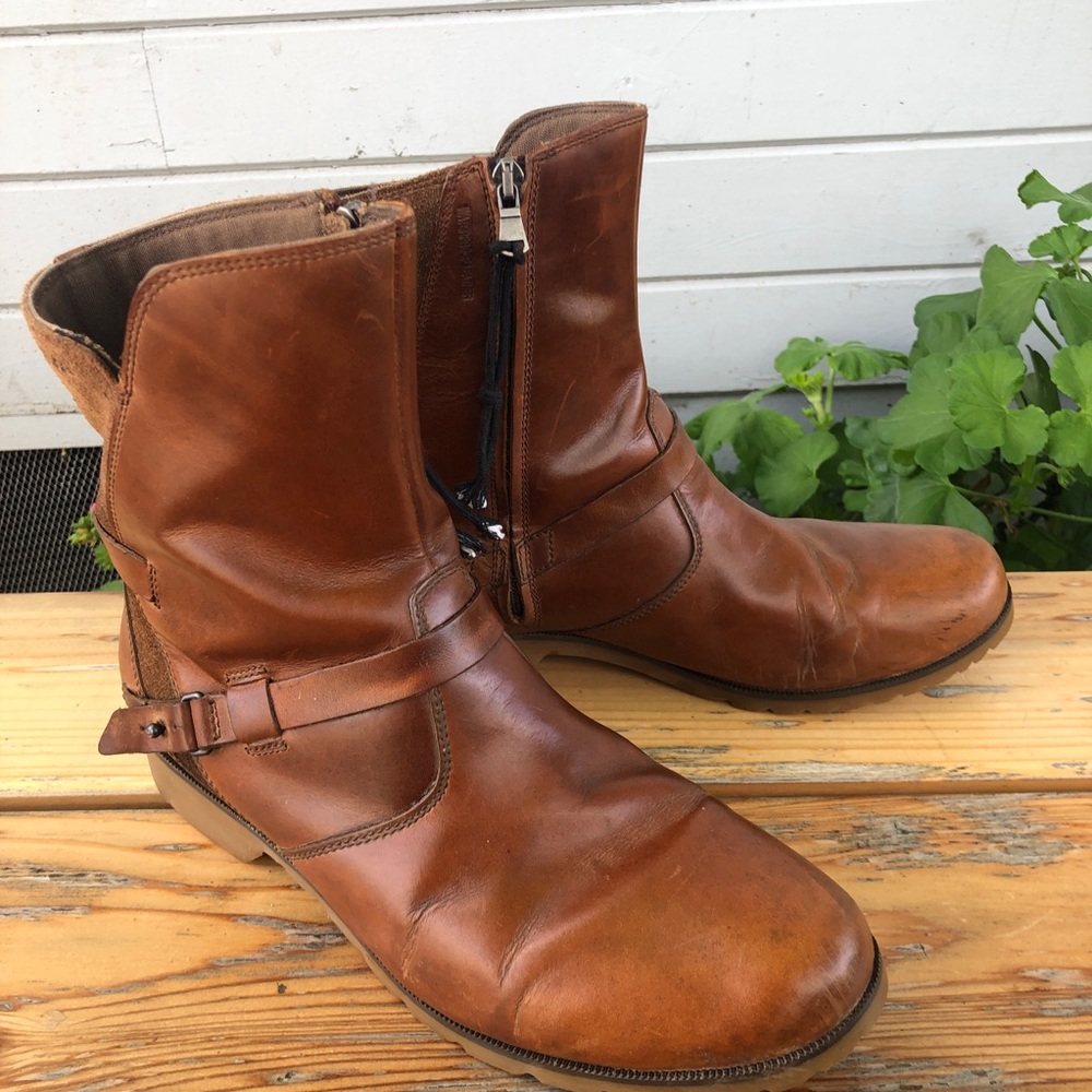 Teva Womens De La Vina Low Boots sz 11 1003012 Brown Leather Waterproof Slip on